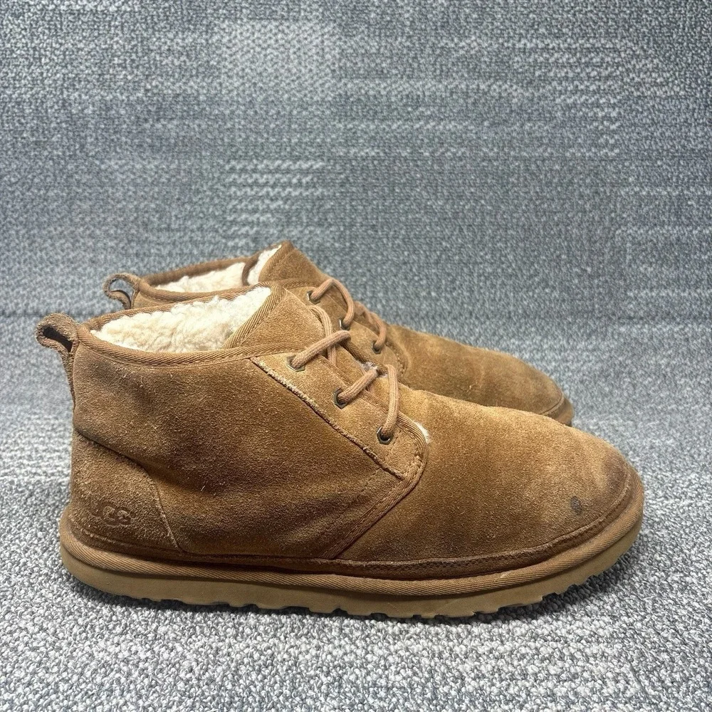 UGG Neumel Mens 12 Chestnut Suede Sheepskin Shearling Lined Chukka Boots 3236